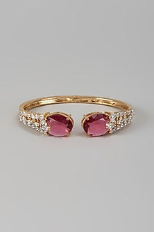 White Finish Zircon & Ruby Stone Kada
