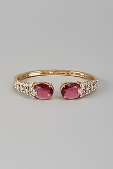 White Finish Zircon & Ruby Stone Kada