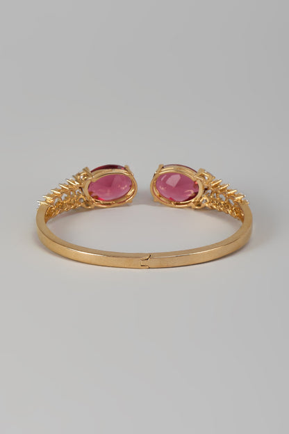 White Finish Zircon & Ruby Stone Kada