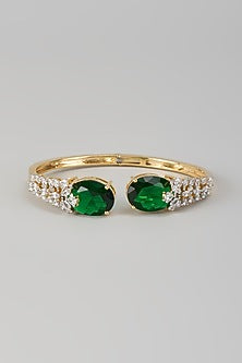 White Finish Zircon & Emerald Stone Kada