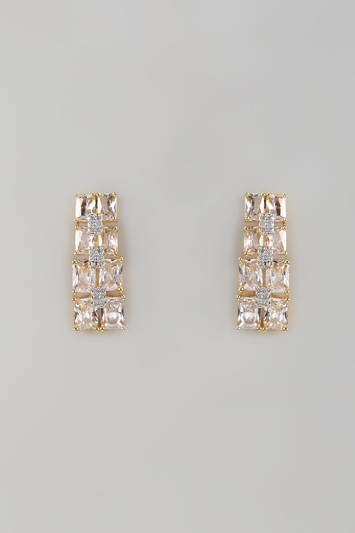 Gold Finish Zircon Dangler Earrings