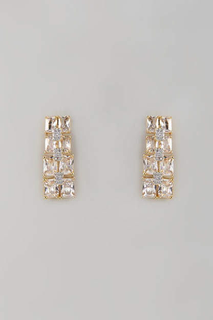 Gold Finish Zircon Dangler Earrings