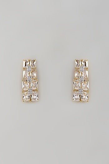 Gold Finish Zircon Dangler Earrings