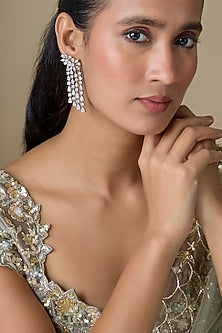White Finish Zircon Dangler Earrings