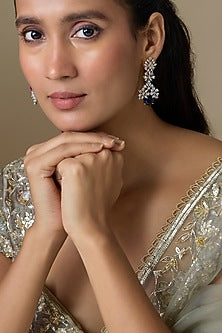 Gold Finish Zircon & Sapphire Stone Dangler Earrings