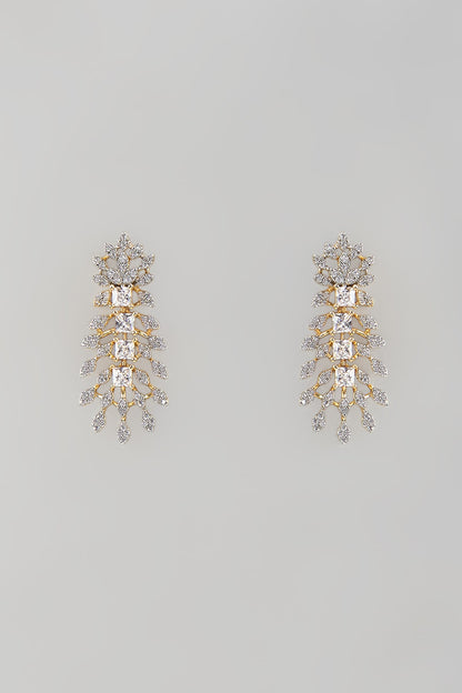 Gold Finish Zircon Dangler Earrings