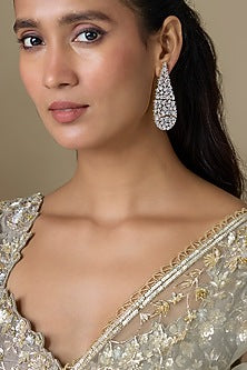 White Finish Zircon Dangler Earrings