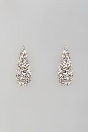White Finish Zircon Dangler Earrings