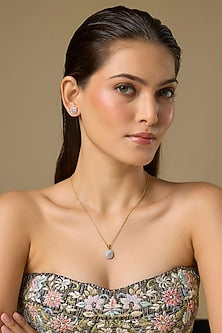 Two Tone Finish Swarovski Diamond Pendant Set In Sterling Silver