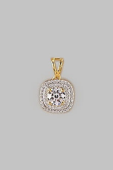 Two Tone Finish Swarovski Diamond Pendant Set In Sterling Silver