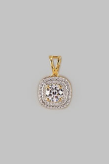 Two Tone Finish Swarovski Diamond Pendant Set In Sterling Silver