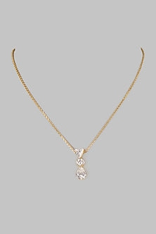 Two Tone Finish Swarovski Diamond Pendant Necklace In Sterling Silver