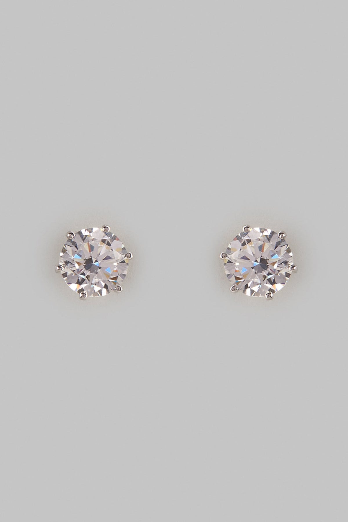 Two Tone Finish Swarovski Zircon Stud Earrings In Sterling Silver