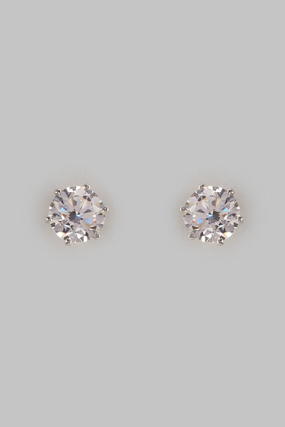 Two Tone Finish Swarovski Zircon Stud Earrings In Sterling Silver