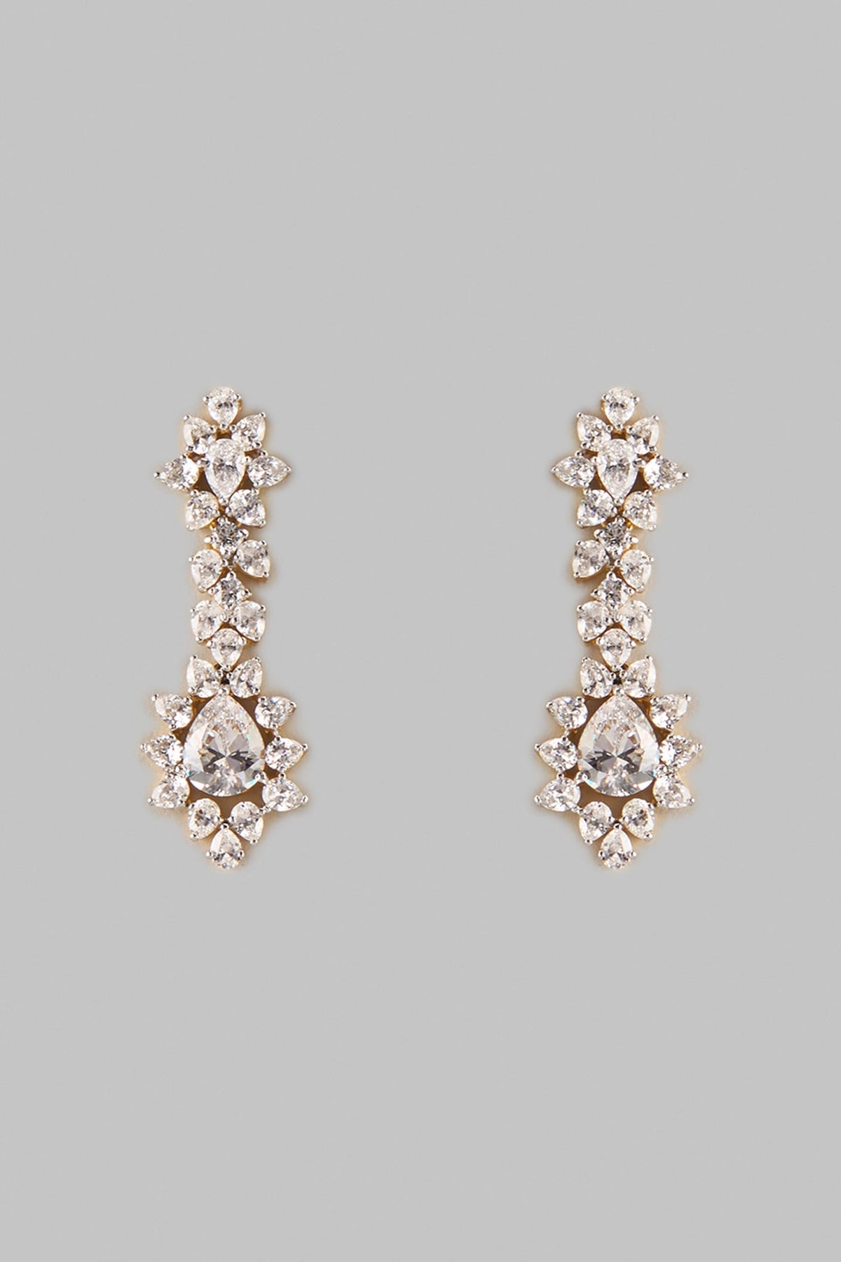 Two Tone Finish Swarovski Zircon Dangler Earrings In Sterling Silver