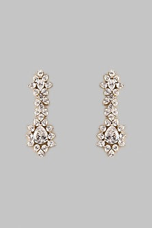 Two Tone Finish Swarovski Zircon Dangler Earrings In Sterling Silver