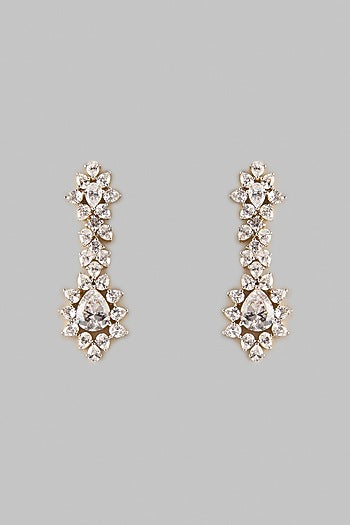 Two Tone Finish Swarovski Zircon Dangler Earrings In Sterling Silver