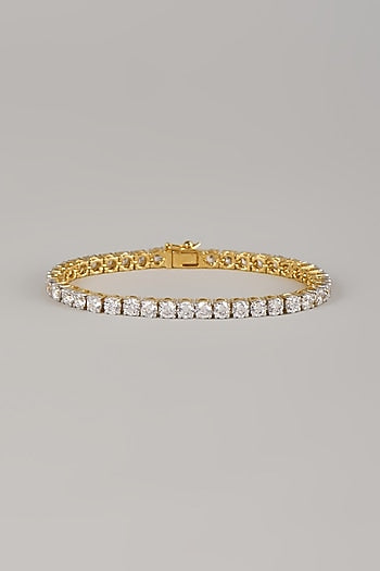 Two Tone Finish Swarovski Zircon Tennis Bracelet In Sterling Silver