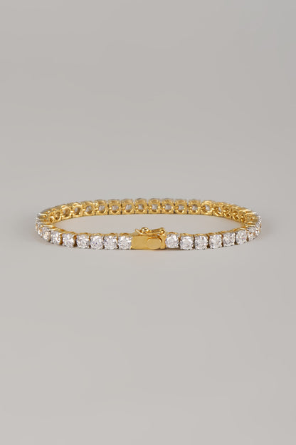 Two Tone Finish Swarovski Zircon Tennis Bracelet In Sterling Silver