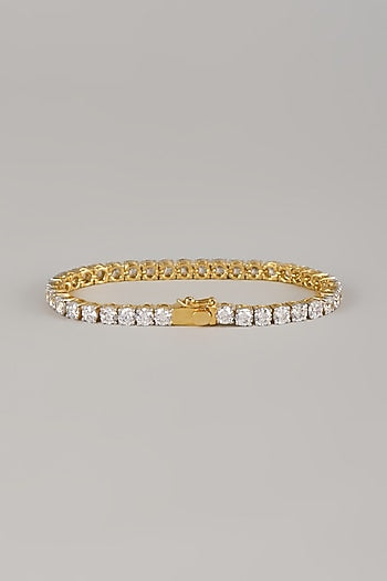 Two Tone Finish Swarovski Zircon Tennis Bracelet In Sterling Silver