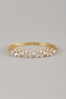 Two Tone Finish Swarovski Zircon Tennis Bracelet In Sterling Silver