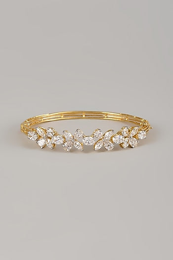 Two Tone Finish Swarovski Zircon Tennis Bracelet In Sterling Silver