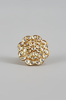 Gold Finish Synthetic Uncut Stone Ring