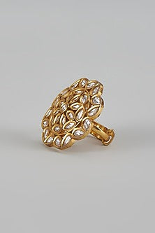 Gold Finish Synthetic Uncut Stone Ring