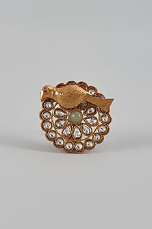 Gold Finish Uncut Stone Ring