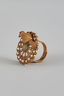 Gold Finish Uncut Stone Ring