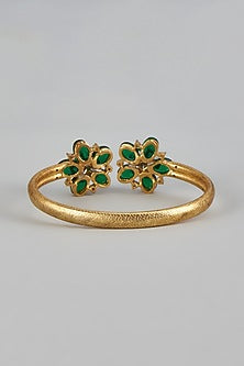 Gold Finish Emerald Synthetic Stones Bracelet
