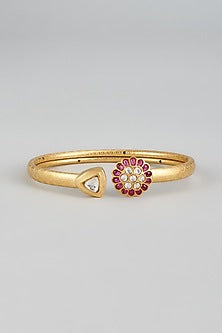 Gold Finish Ruby Synthetic Stones Bracelet