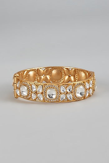 Gold Finish Uncut Stone & Kundan Polki Bracelet