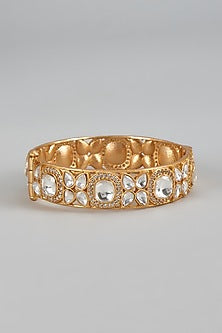 Gold Finish Uncut Stone & Kundan Polki Bracelet