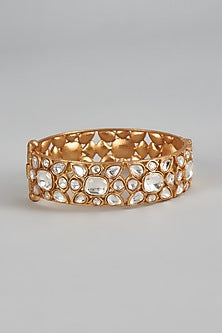 Gold Finish Uncut Stone & Kundan Polki Bracelet
