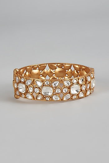Gold Finish Uncut Stone & Kundan Polki Bracelet