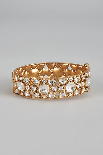 Gold Finish Uncut Stone & Kundan Polki Bracelet