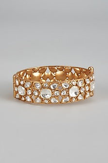 Gold Finish Uncut Stone & Kundan Polki Bracelet