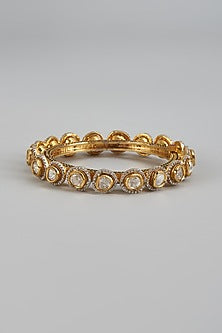Gold Finish Kundan Polki & Uncut Stone Bracelet