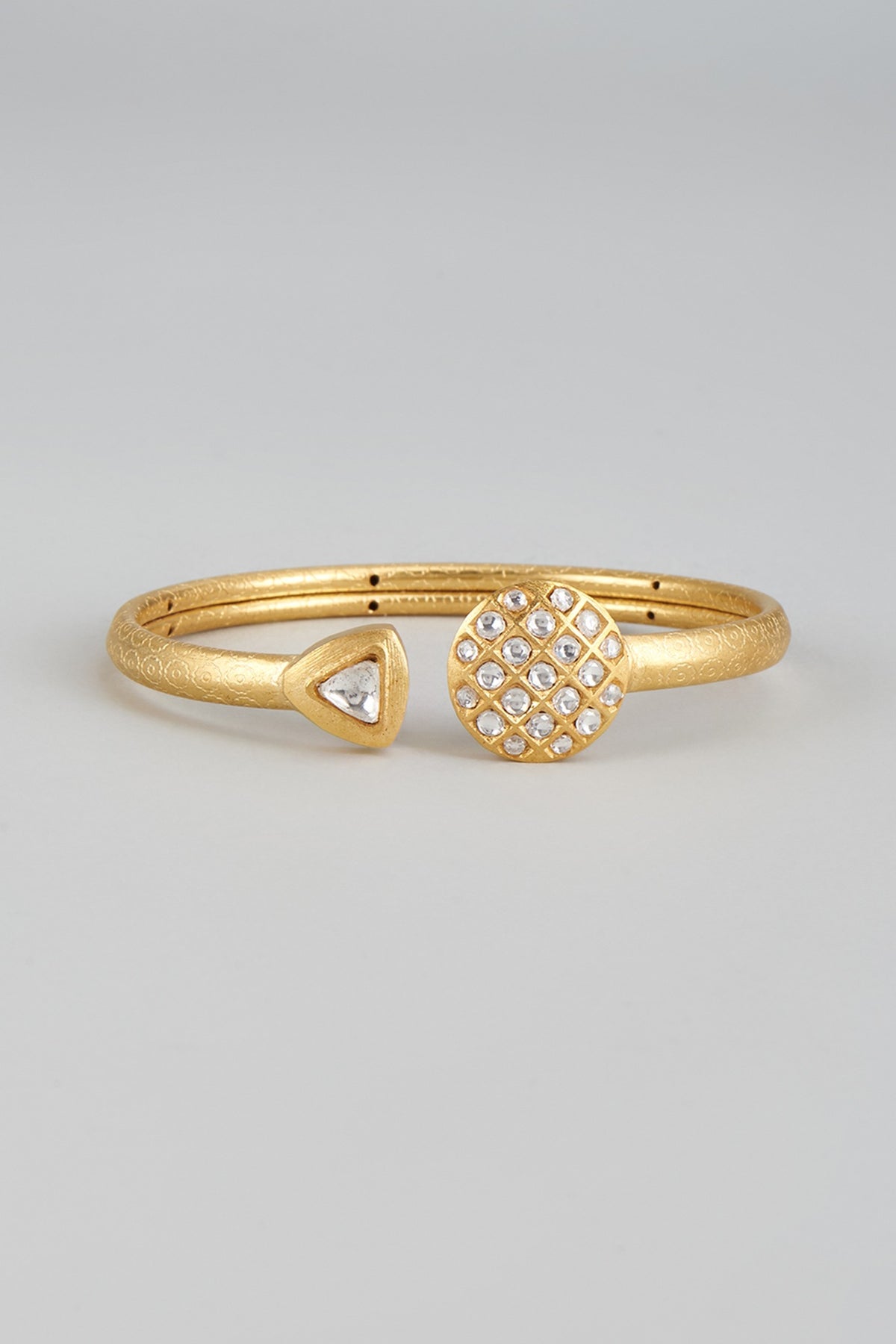 Gold Finish Kundan Polki & Uncut Stone Bracelet