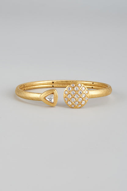 Gold Finish Kundan Polki & Uncut Stone Bracelet