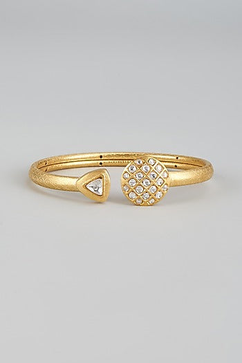 Gold Finish Kundan Polki & Uncut Stone Bracelet