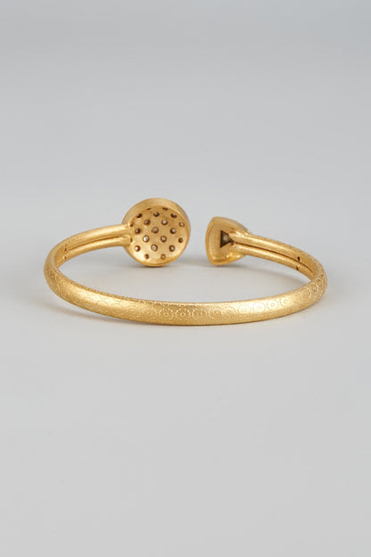 Gold Finish Kundan Polki & Uncut Stone Bracelet