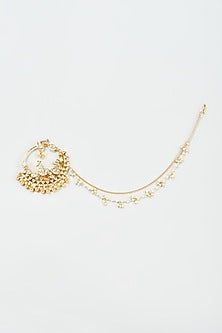 Gold Finish Yellow Kundan Polki Nath