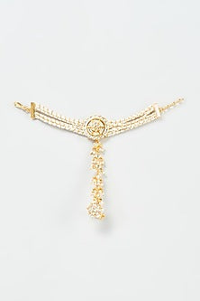 Gold Finish Yellow Kundan Polki Hathphool