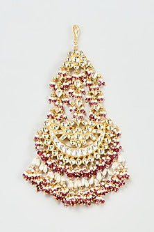Gold Finish Yellow Kundan Polki Chand Pasa