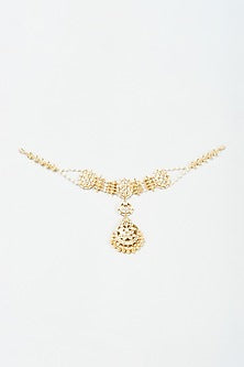 Gold Finish Yellow Kundan Polki Sheeshphool