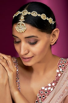 Gold Finish Yellow Kundan Polki Sheeshphool