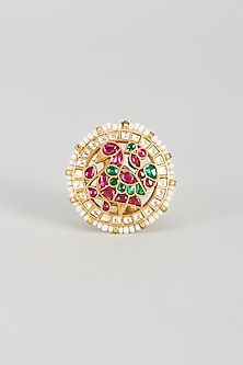 Gold Finish Multi-Colored Stone Ring