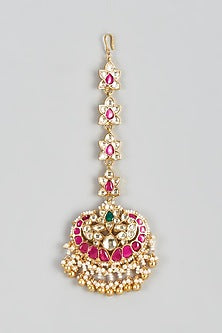 Gold Finish Kundan Polki Maang Tikka